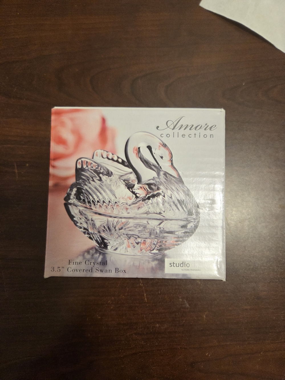 Clear Crystal Swan Covered Box